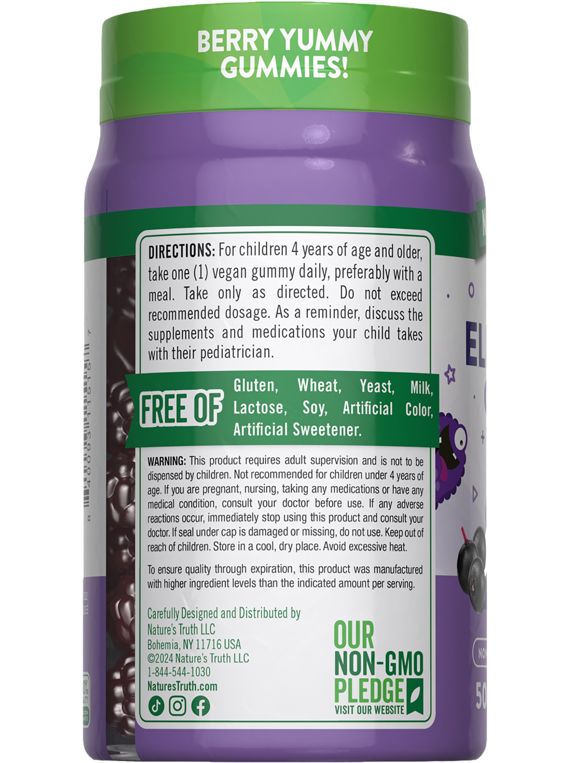 Nature's Truth gominolas para niños sin gluten, aptas para dietas.