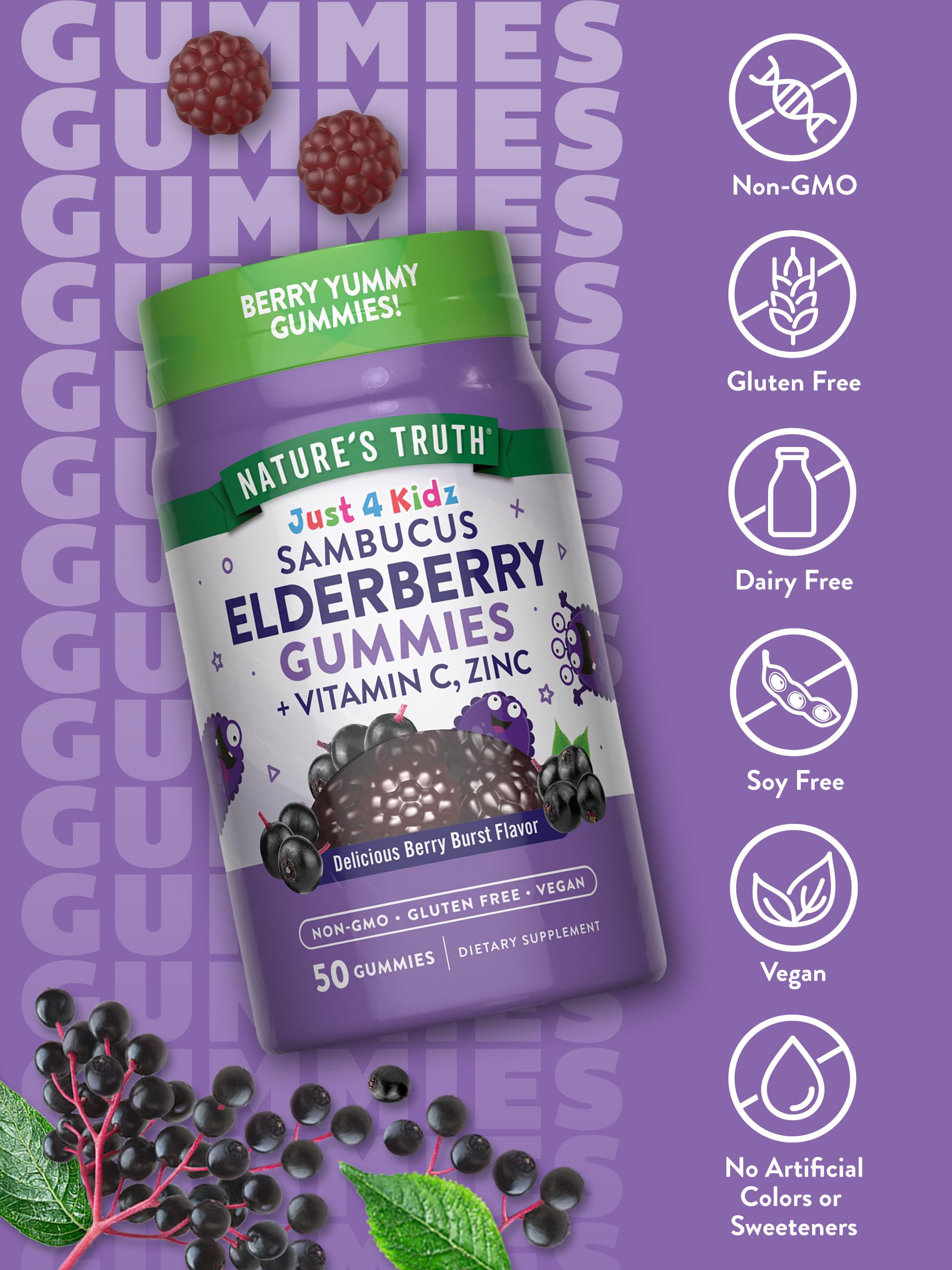 Nature's Truth gominolas para niños con zinc y vitamina C en botella.