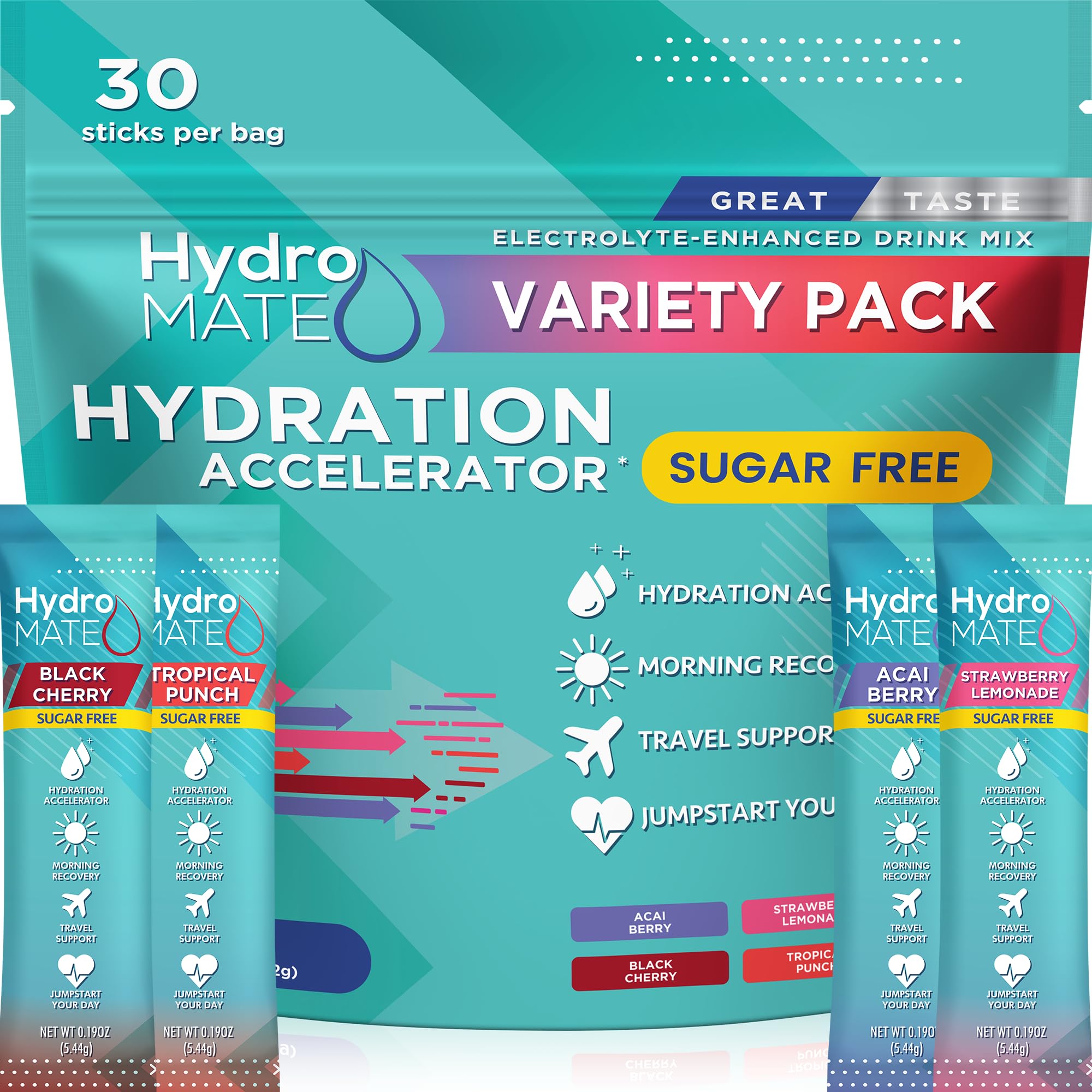 NatureWorks HydroMATE, hidratación rápida sin azúcar en polvo para entrenamientos.