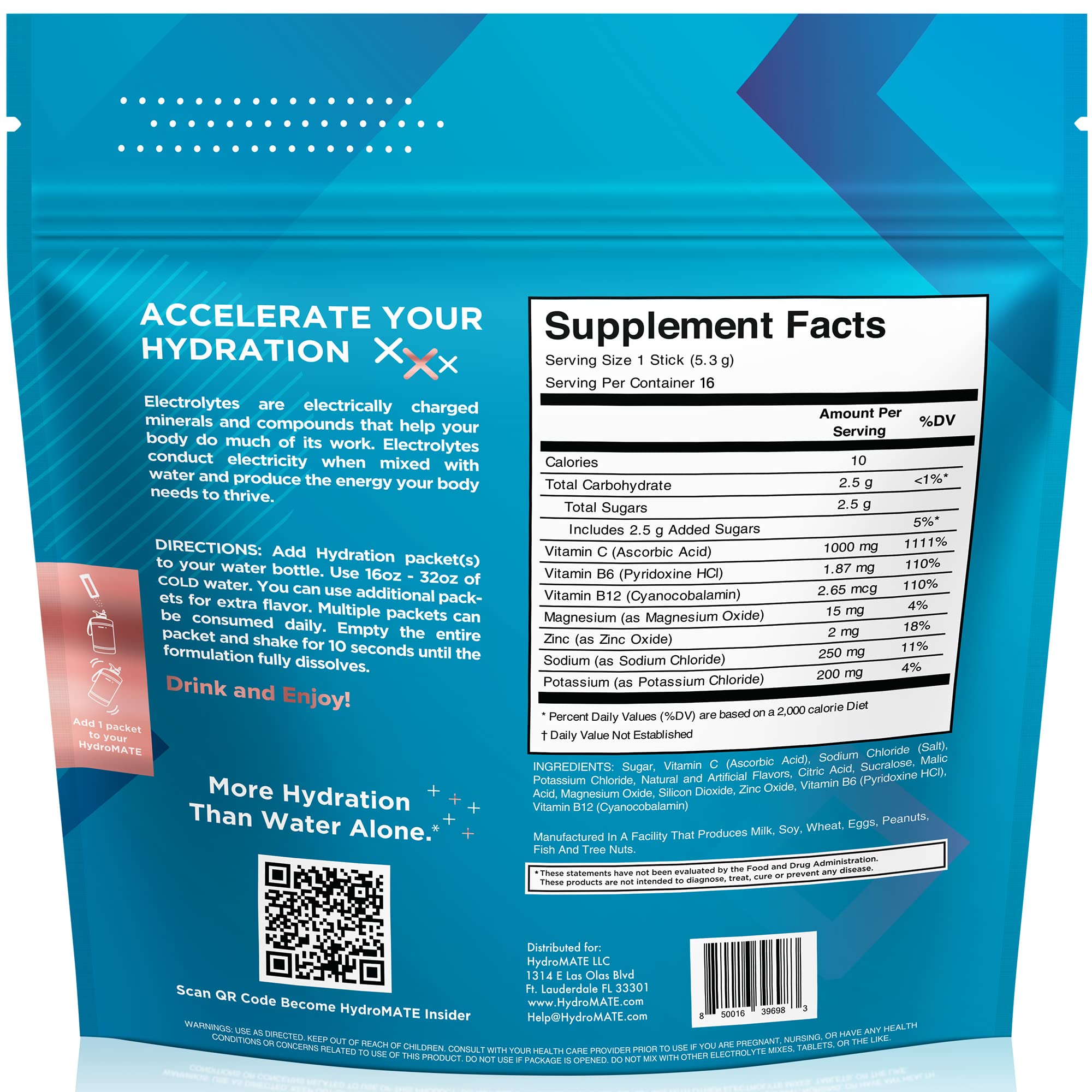HydroMATE sin colorantes artificiales para bebidas saludables.