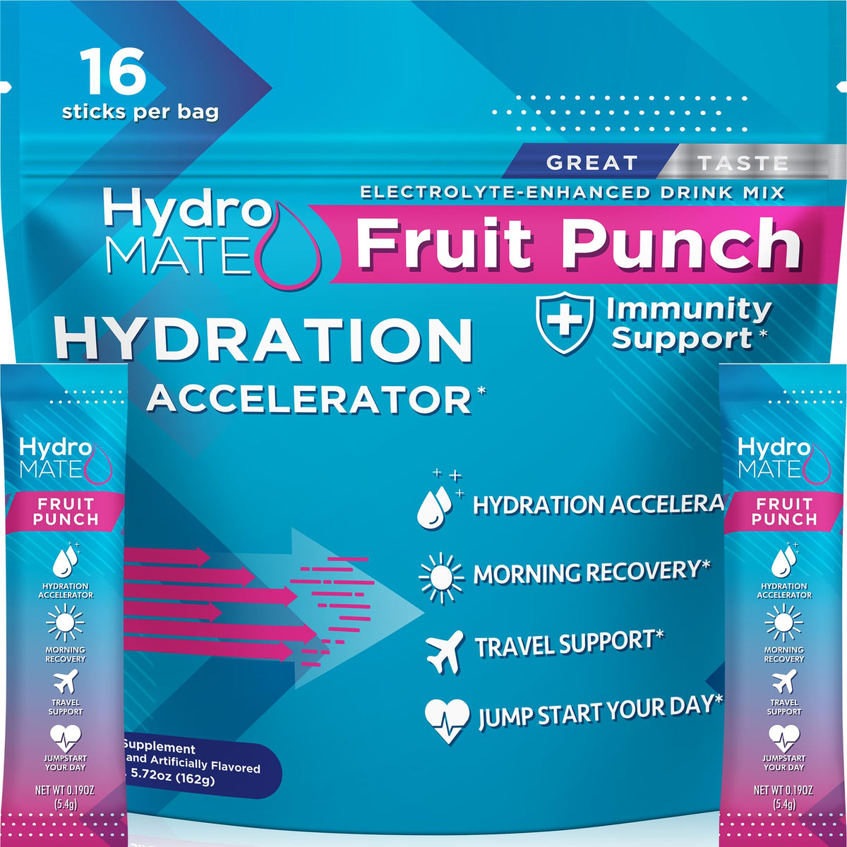 NatureWorks HydroMATE sobres-fruta-punch para hidratación rápida durante la actividad