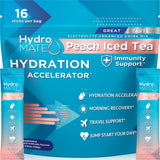 HydroMATE de NatureWorks polvo de electrolitos durazno para hidratación rápida.