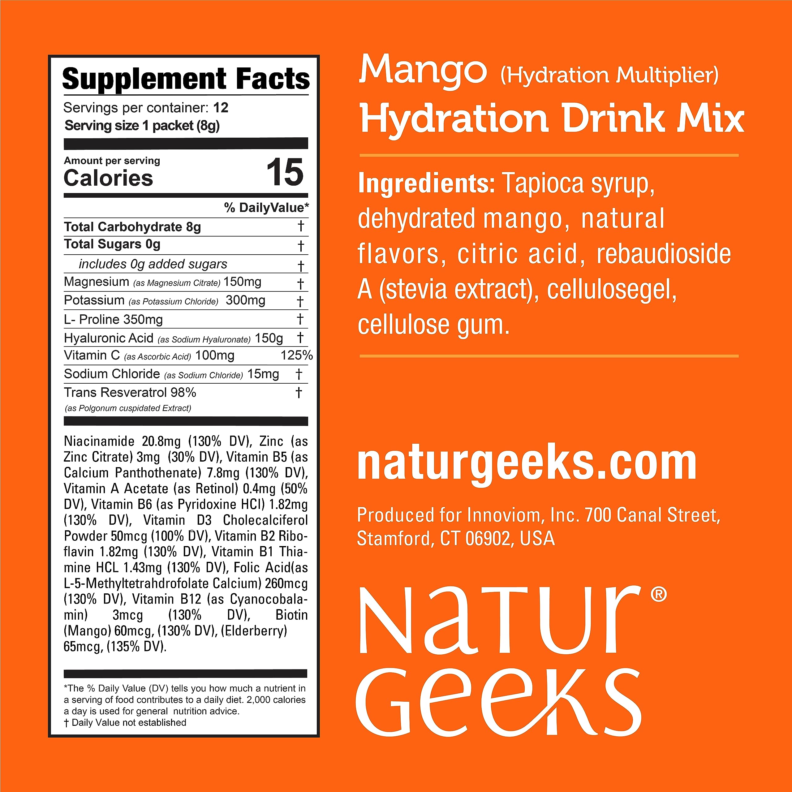 NaturGeeks NutraGeeks electrolitos en sobre sabor sauco para recargar líquidos.