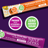 NaturGeeks NutraGeeks vaso con bebida de mango lista.