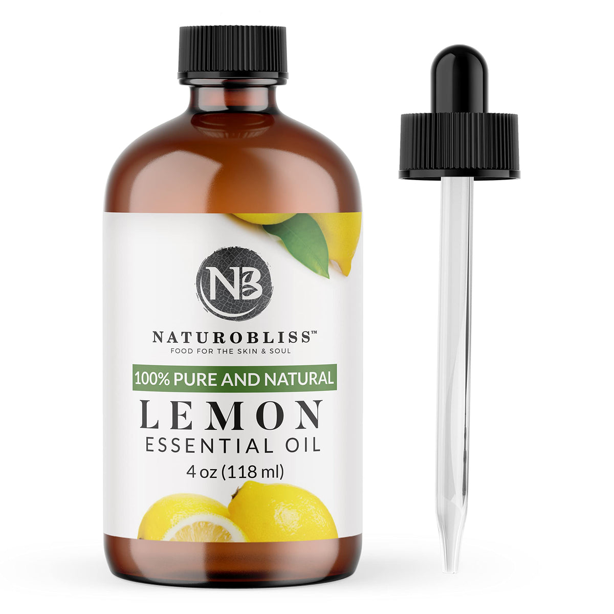 NaturoBliss Aceite de limón en frasco ámbar para aromaterapia