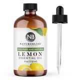 NaturoBliss Aceite de limón en frasco ámbar para aromaterapia