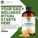 NaturoBliss aceite esencial de incienso, gotero de cristal para dosificar con precisión