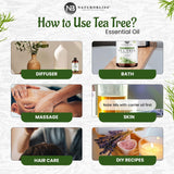 NaturoBliss Aceite Esencial de Árbol de Té, uso para cuidado de piel o cabello con aroma calmante