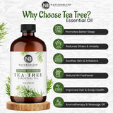 NaturoBliss Aceite Esencial de Árbol de Té, protección UV en envase para conservar la calidad