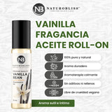 NaturoBliss vainilla roll-on: etiqueta clara para identificar la fragancia.