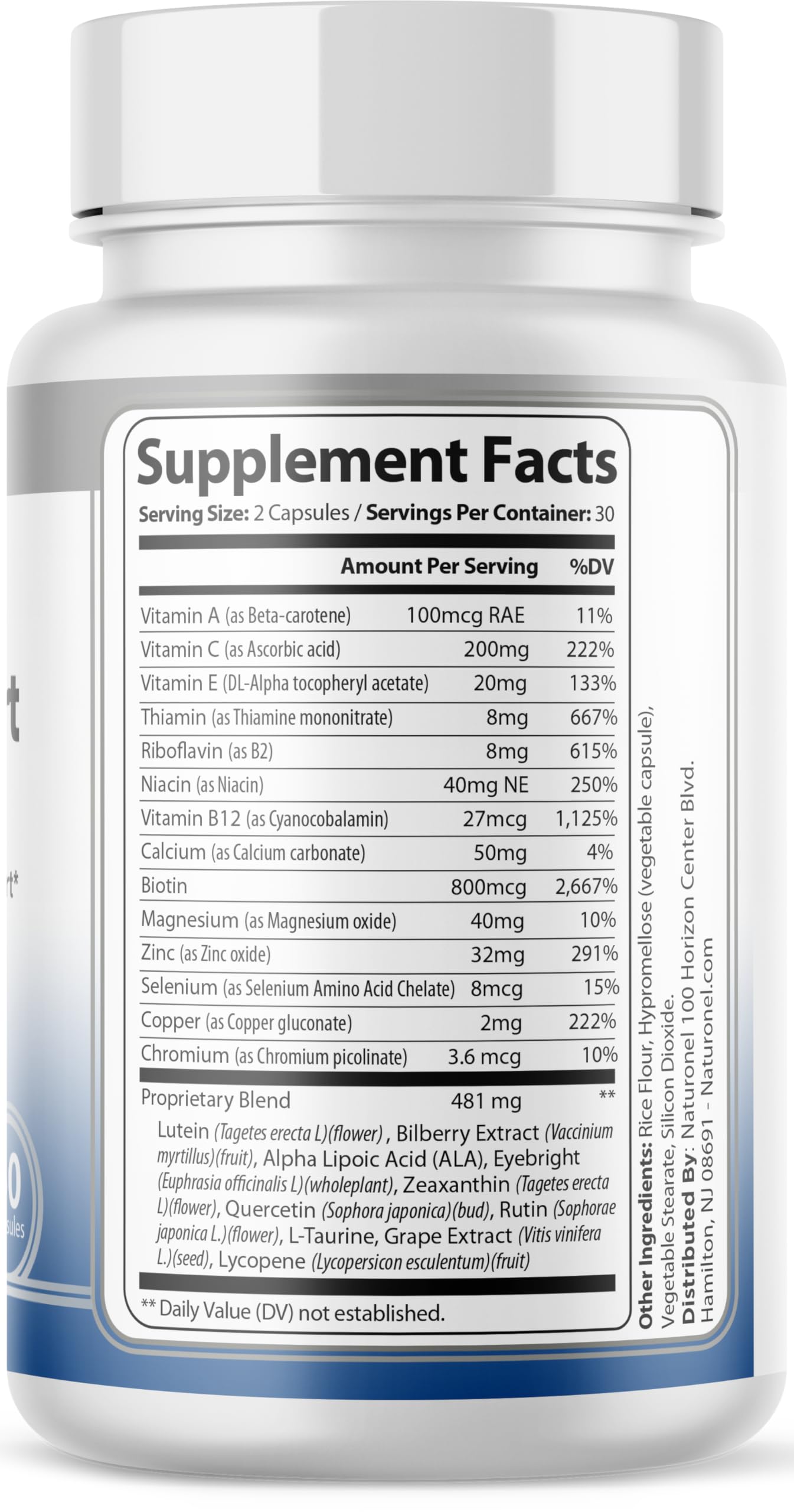 Naturonel interior de caja: packaging seguro para tu salud ocular.