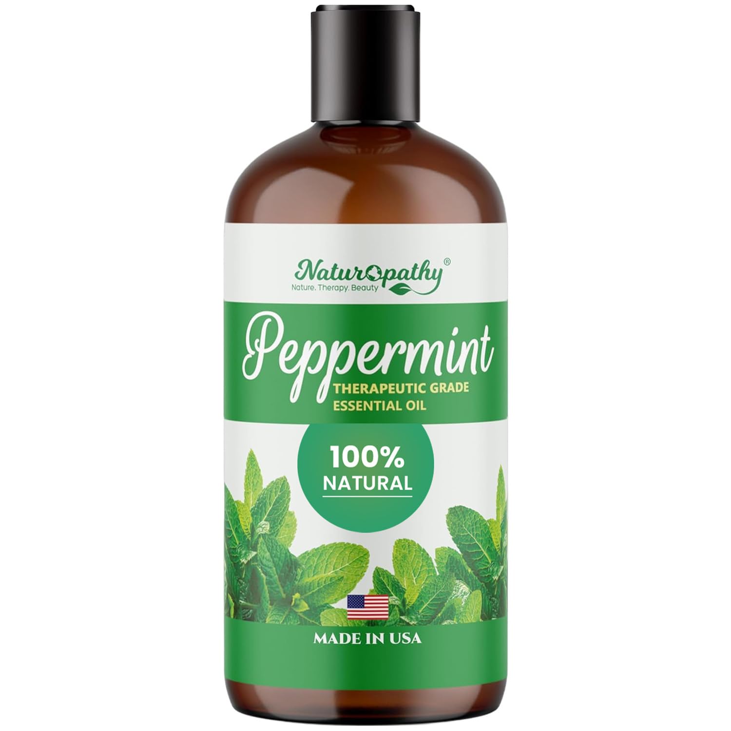 NATUROPATHY MENTA Aceite: botella ámbar protege la pureza para aromaterapia