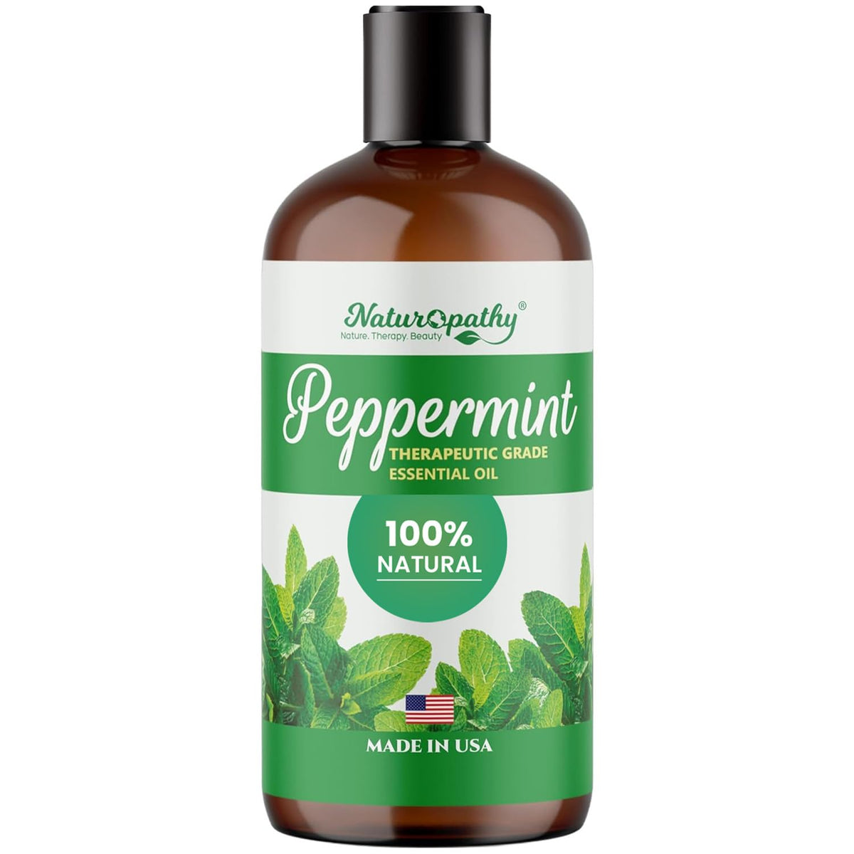 NATUROPATHY MENTA Aceite: botella ámbar protege la pureza para aromaterapia