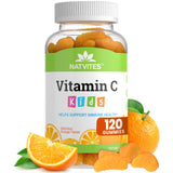 Natvites gomitas para niños, frasco naranja, sabor a naranja, apoyo inmunitario diario.