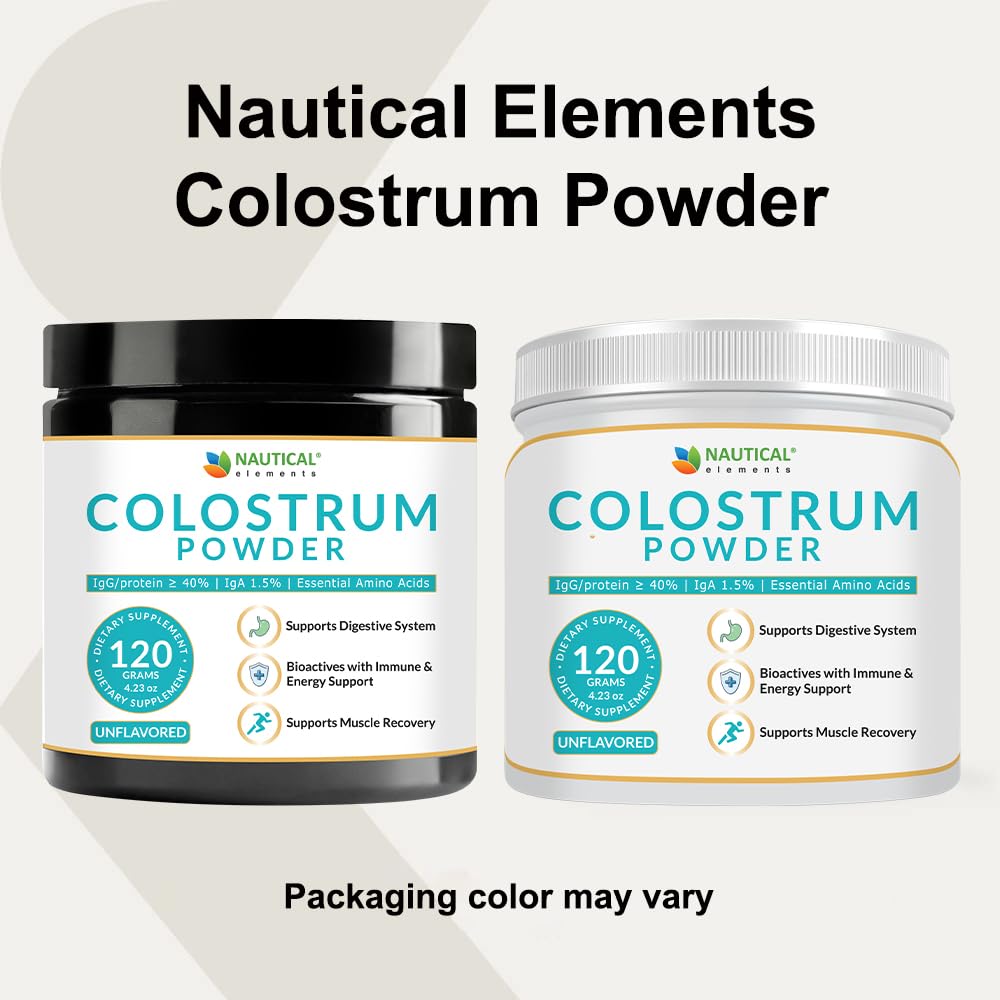 Colostro en polvo Nautical Elements, envase de 120 g.