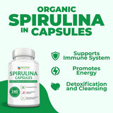 Etiqueta del producto Nautical Elements Spirulina 3000mg destacando pureza y origen.