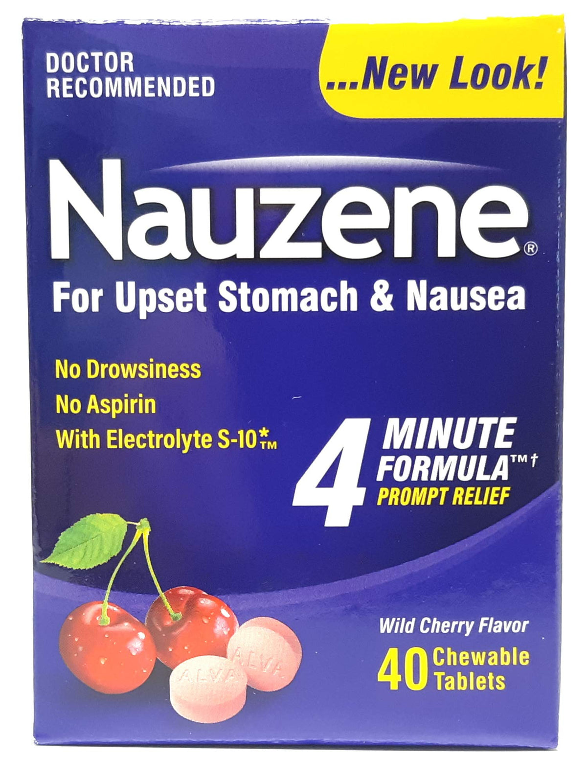 Nauzene tabletas masticables, sabor cereza, alivian molestias estomacales puntuales.
