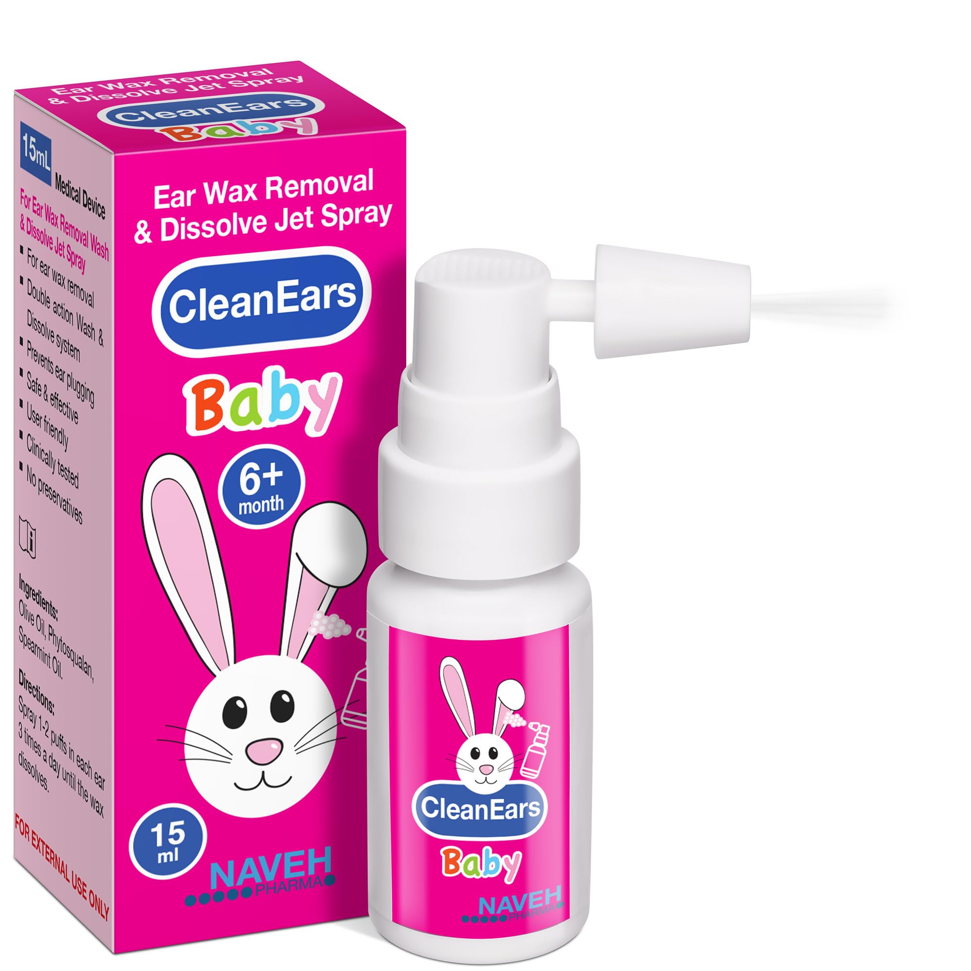 NAVEH PHARMA CleanEars Baby botella muestra solución suave para cerumen