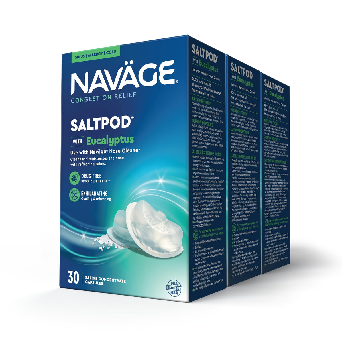 Navage Eucalipto SaltPod 90 cápsulas: alivio rápido de la congestión nasal