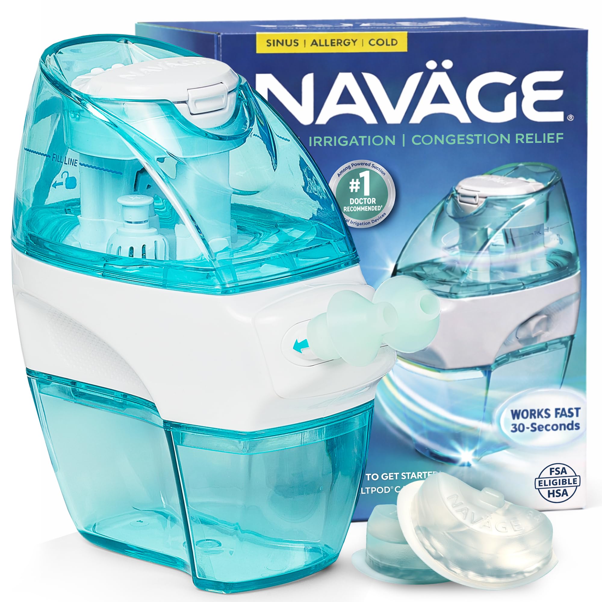 Navage Paquete de Inicio, tanque nasal para enjuague cómodo y eficiente.
