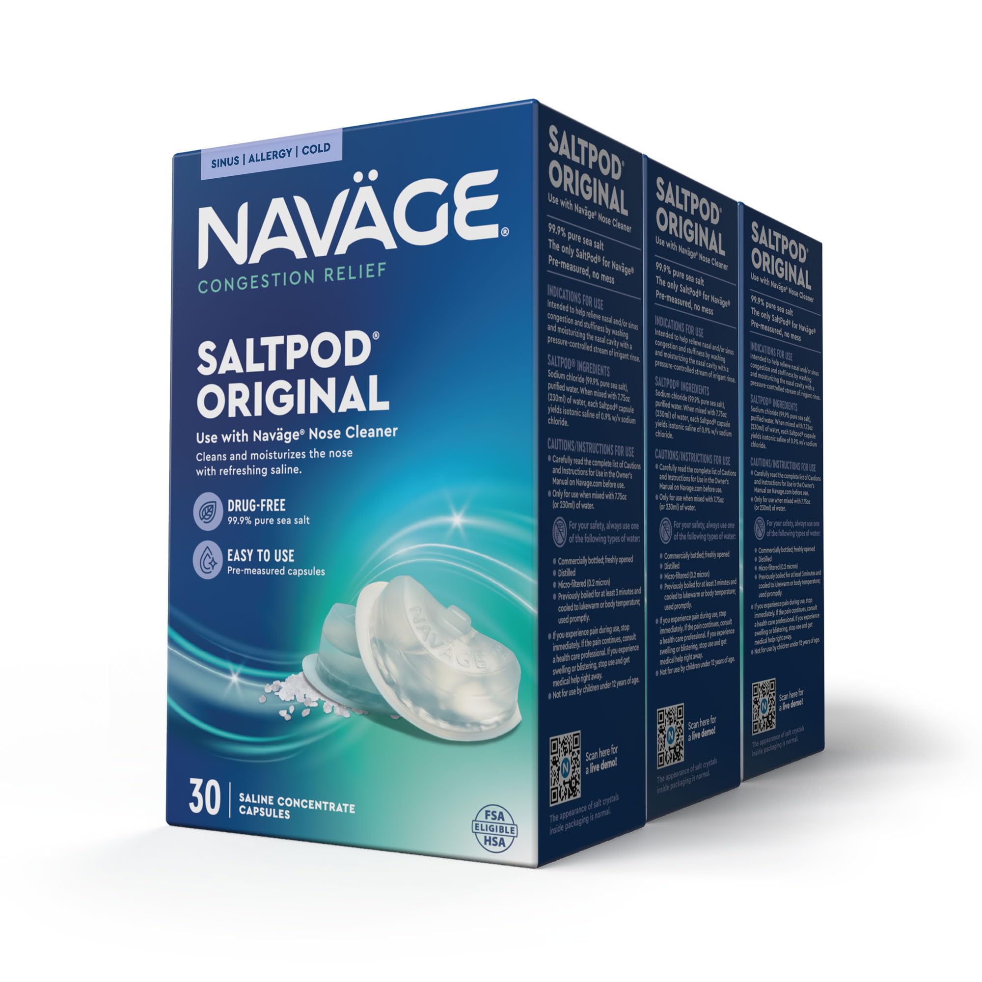 Navage SaltPod: paquete de 3x30 cápsulas para alivio de congestión