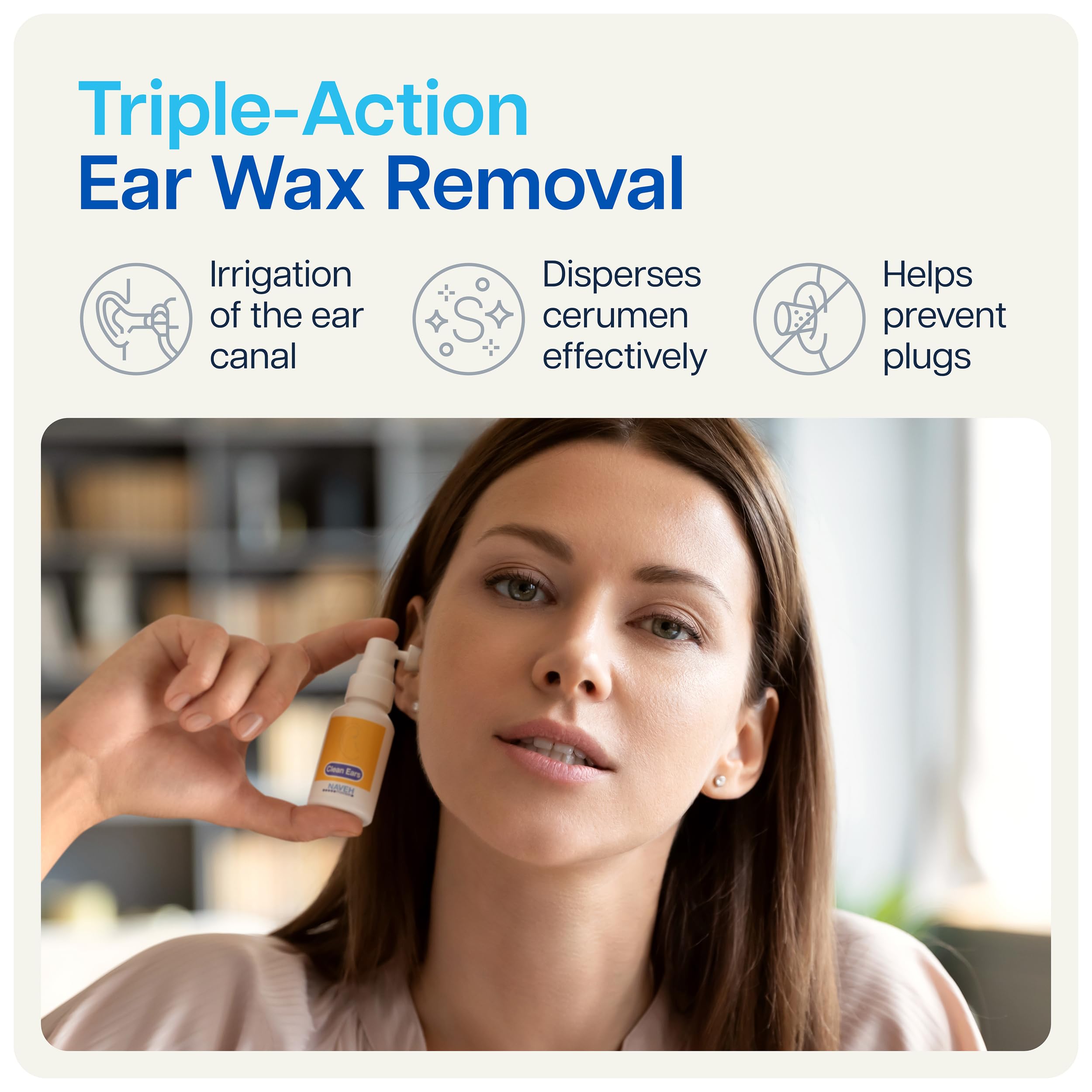 NAVEH PHARMA CleanEars, aceite de oliva derivado para una fórmula suave.