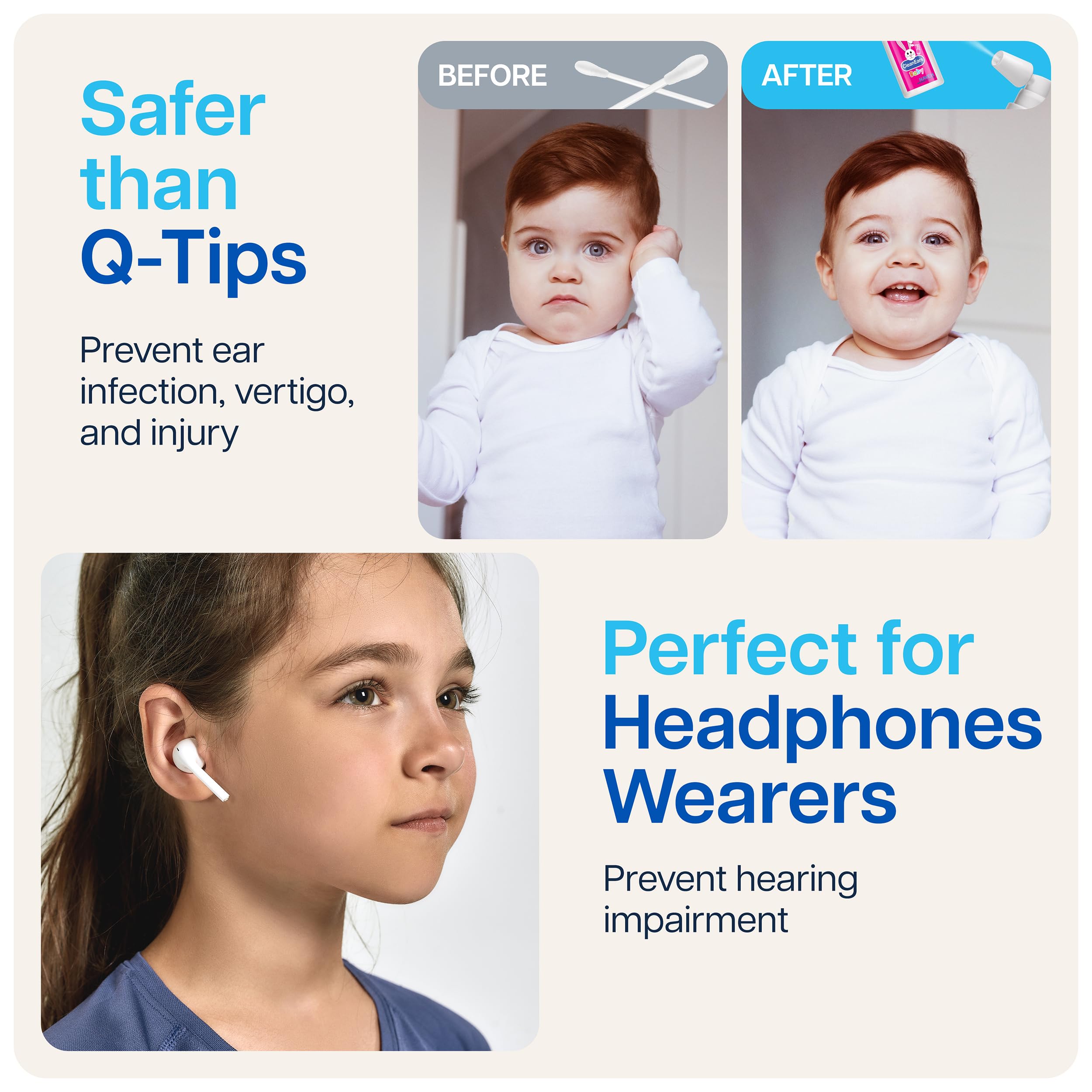 NAVEH PHARMA CleanEars Baby, fórmula suave con aceite de oliva.