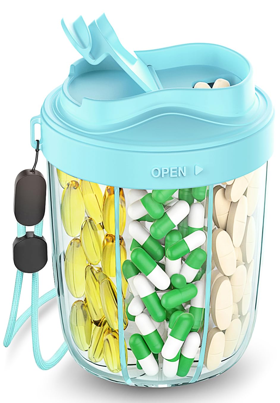 Navikia dispensador de pastillas con 7 botellas, ideal para viaje y organización.