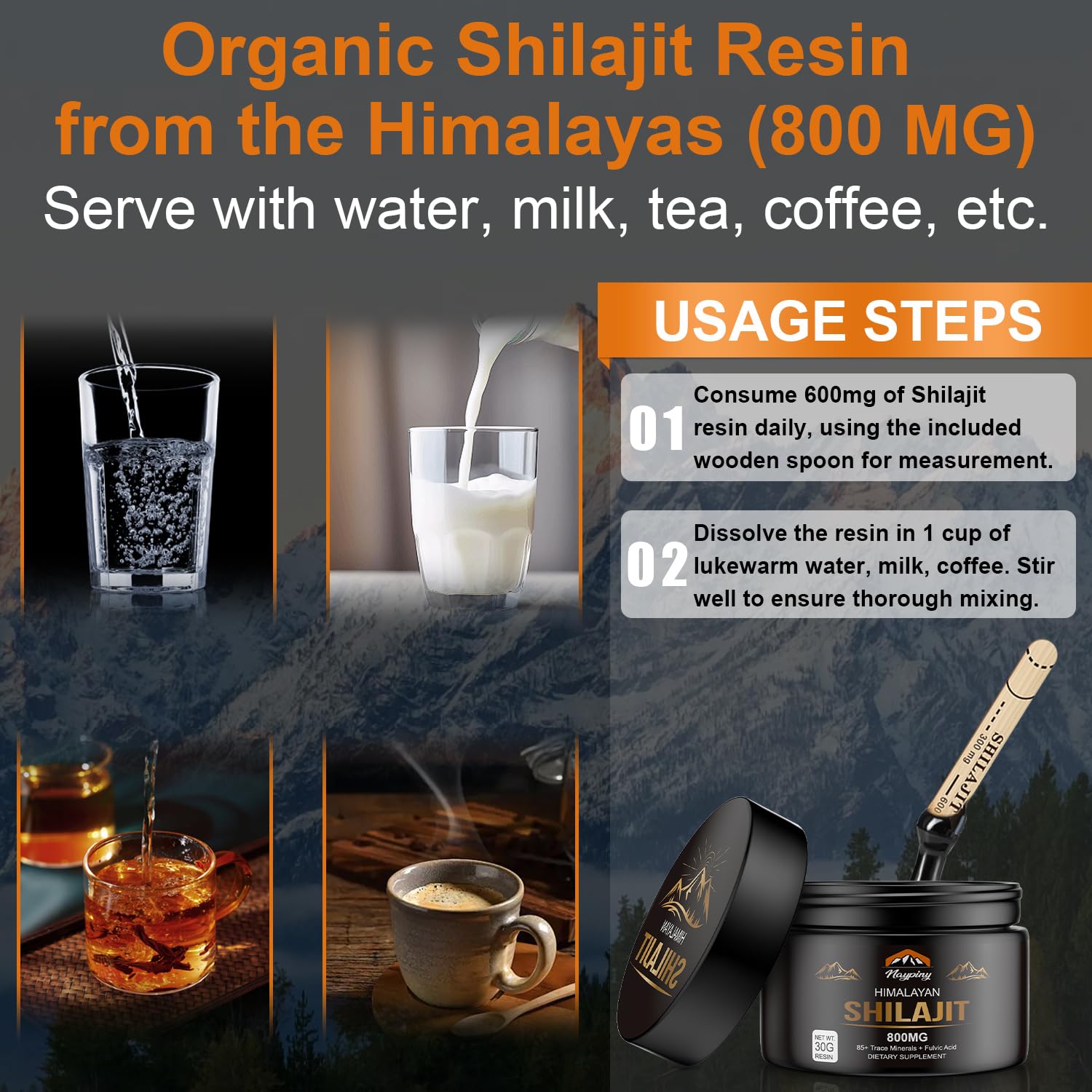 naypiny resina Shilajit en escena Himalaya, naturaleza pura.