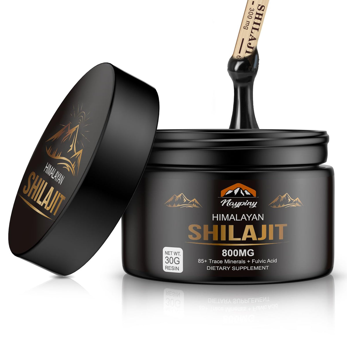 naypiny Shilajit: resina de Himalaya 800 mg, energía sostenida para el día.