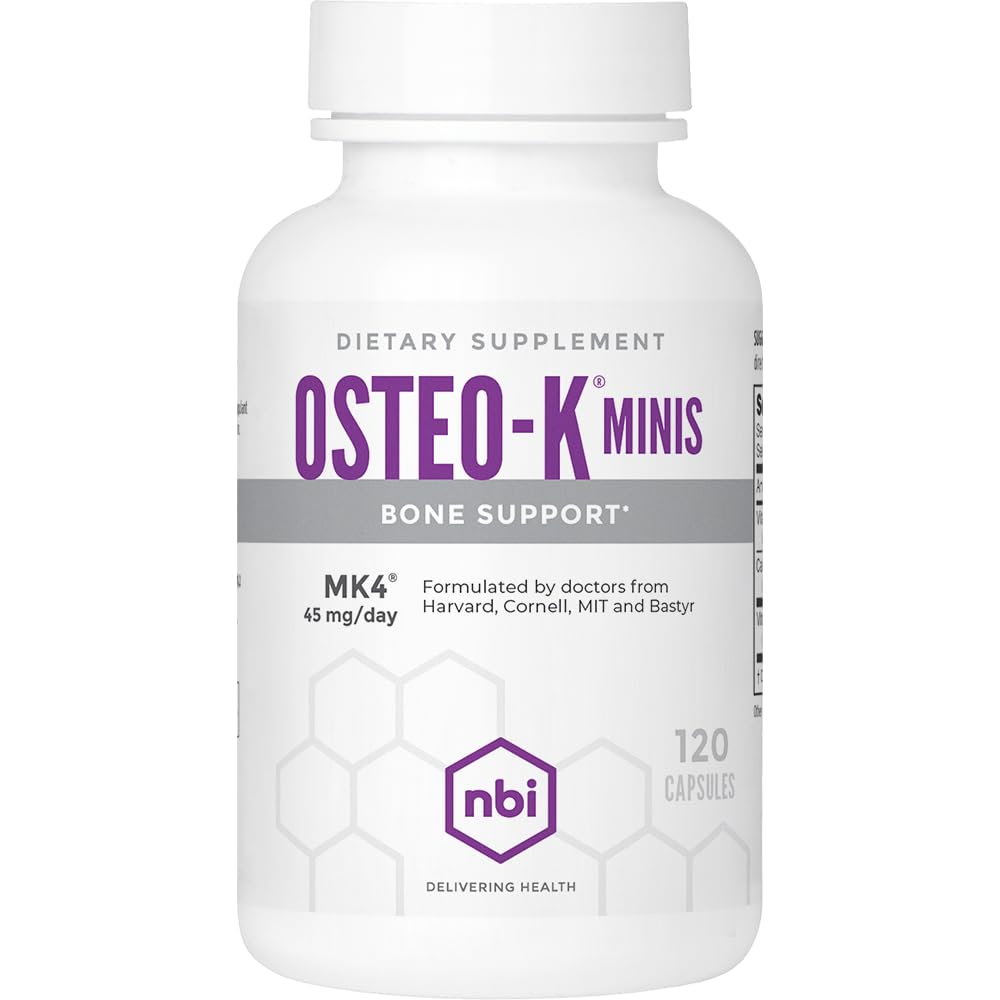 NBI Osteo-K mini: botella para apoyar la salud ósea y la movilidad diaria.