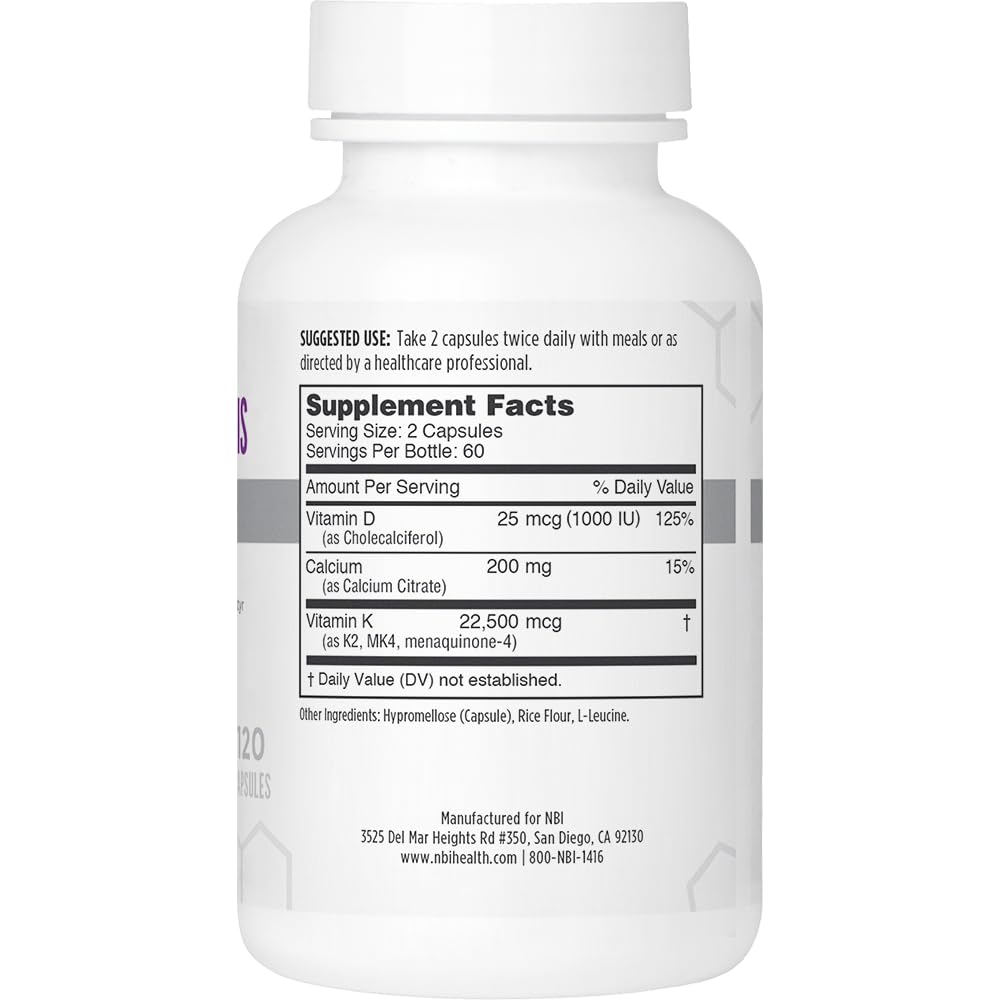 NBI Osteo-K mini cápsulas vegetales para ingesta vegetariana de calcio y vitamina D.