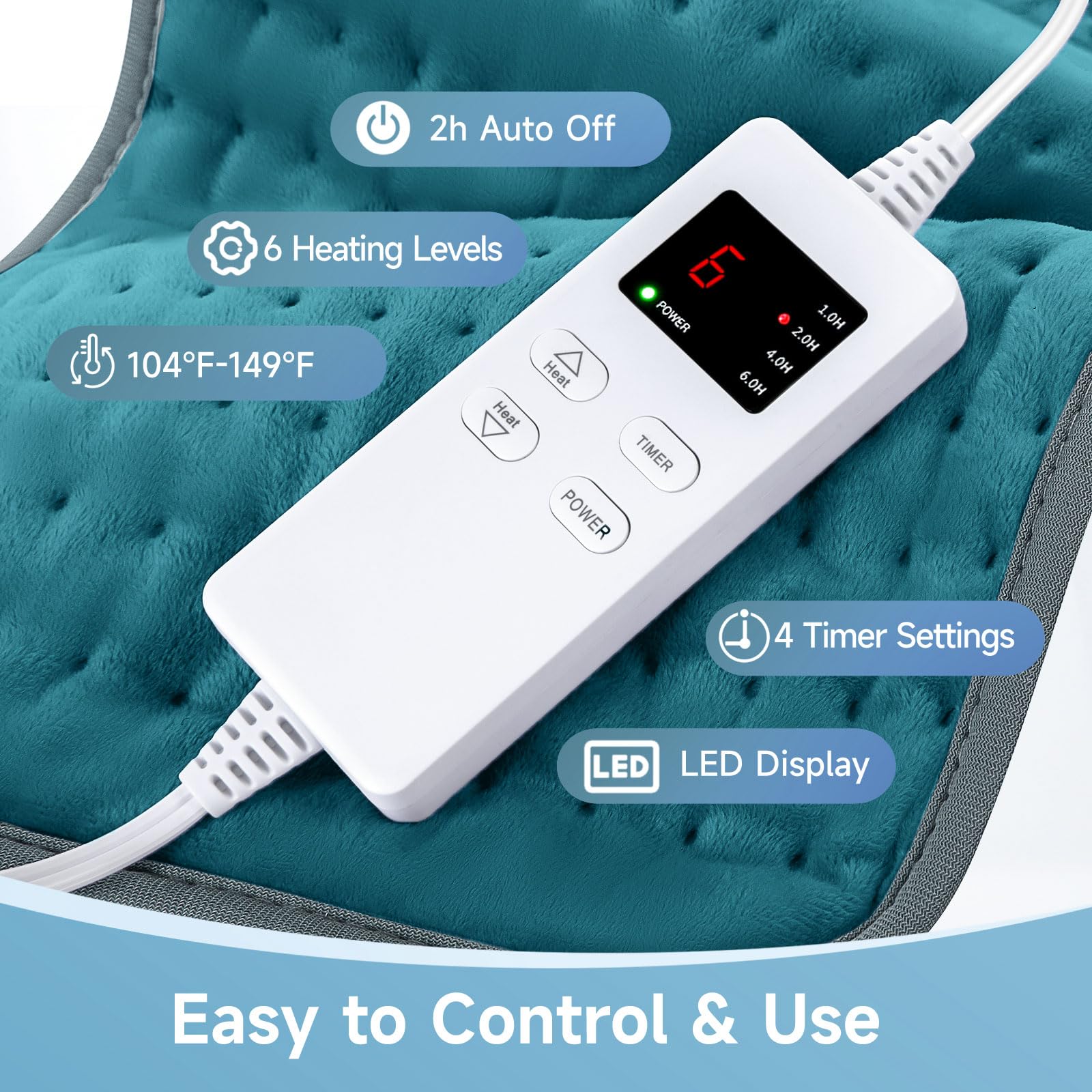 NBKLS almohadilla térmica con control LED, ajuste fácil y seguro