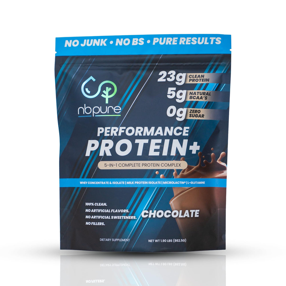 nbpure Performance Protein+ botella de chocolate, apoyo muscular diario