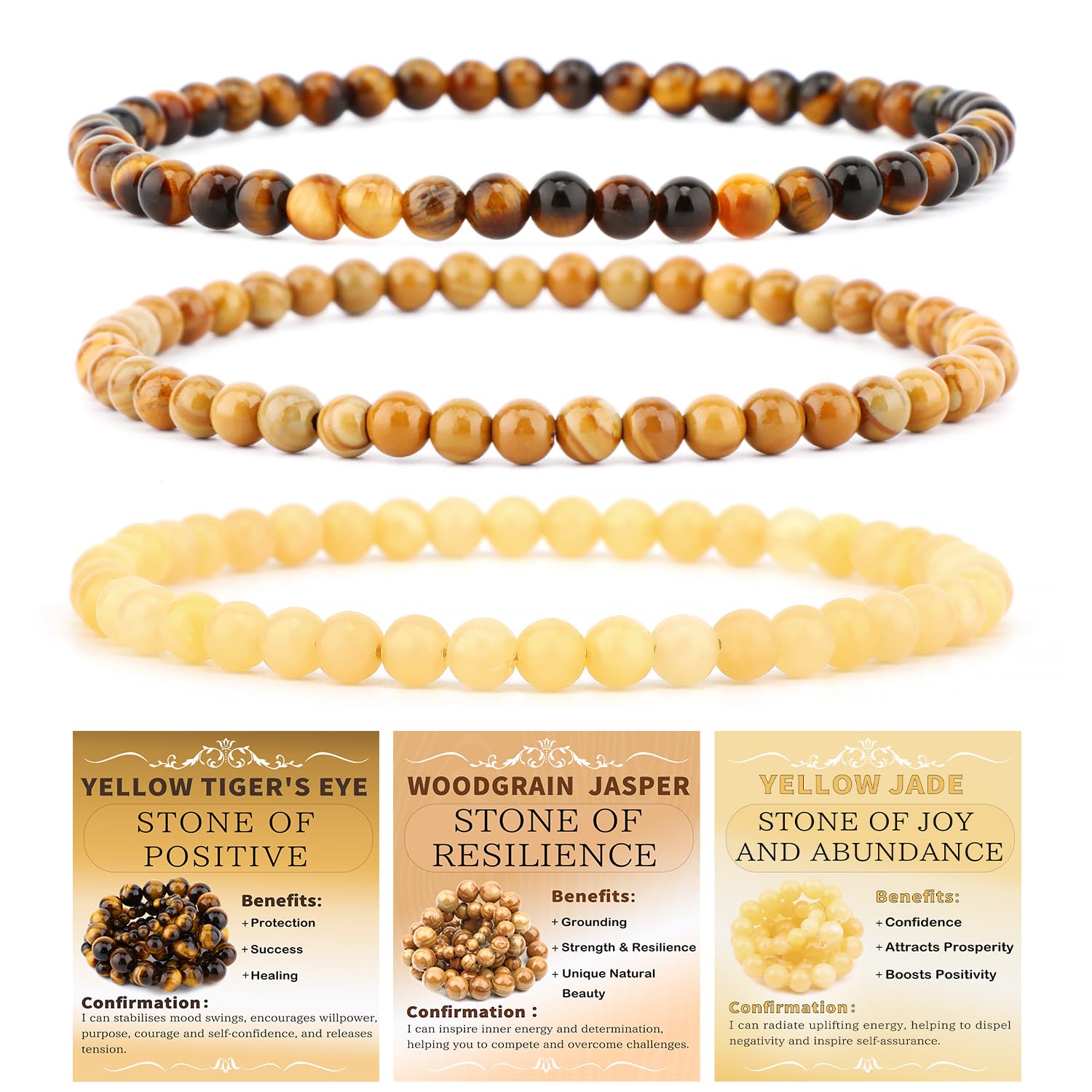 Pulsera NCB jaspe madera, enfoque meditativo con piedra natural