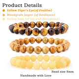 NCB pulsera jade amarillo 8 mm para armonizar chakras y abundancia