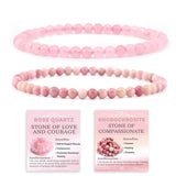 NCB pulseras de cuarzo rosa, detalle de cuentas para brillo suave y estilo