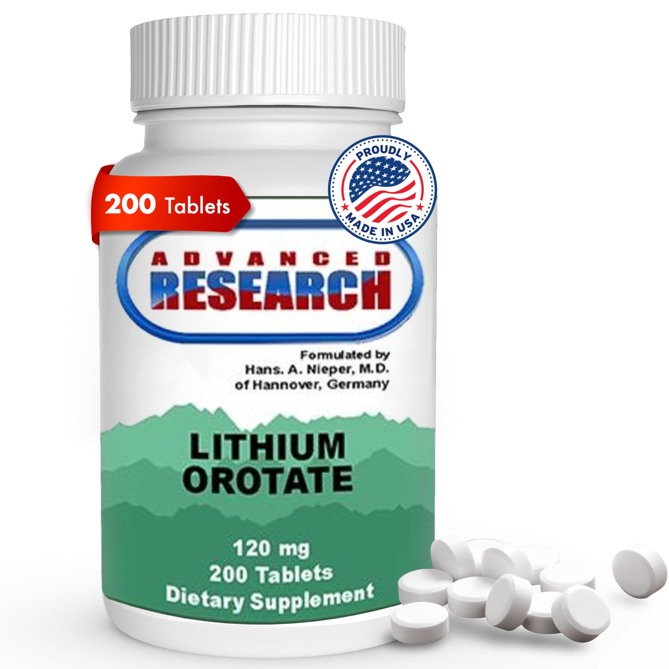 NCI Advanced Research Litio Orotato 5 mg en botella, apoyo para la claridad mental.