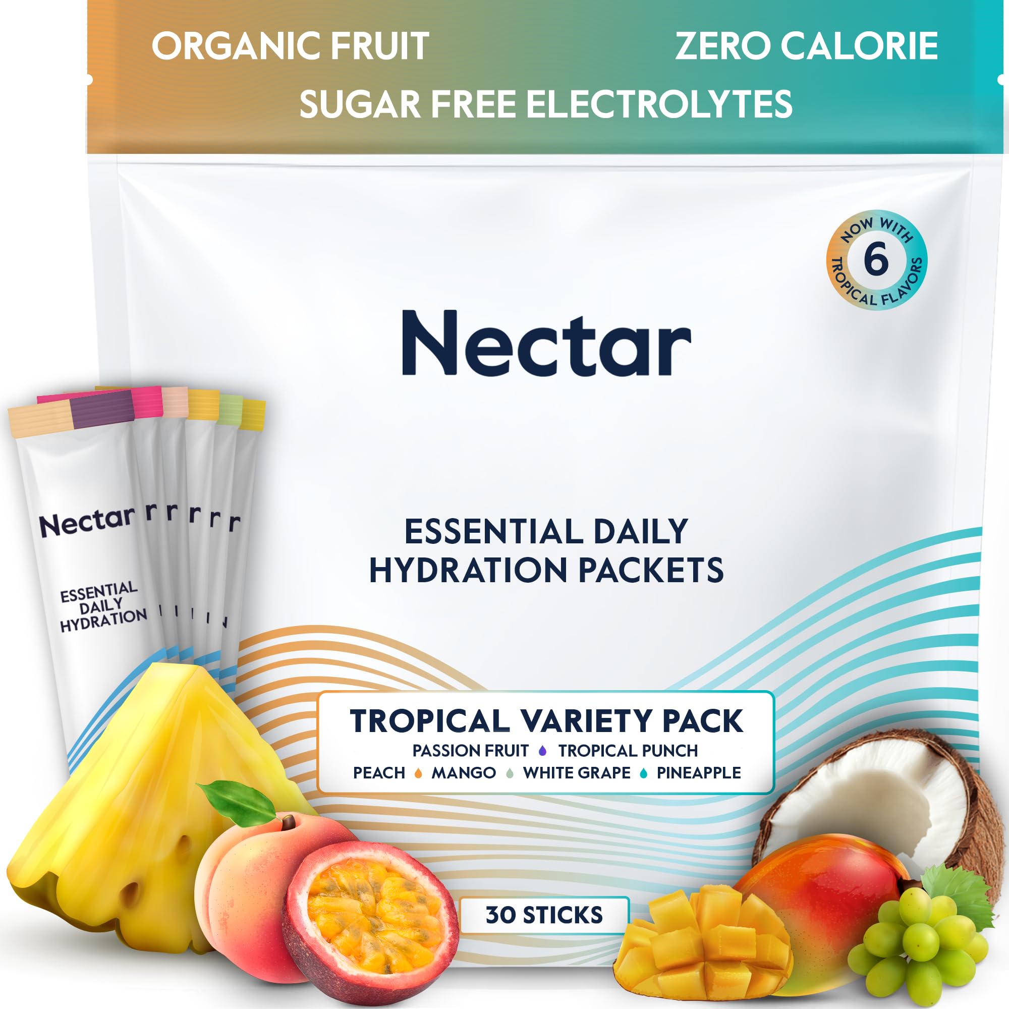 Nectar sobres electrolitos sabor tropical para hidratación diaria