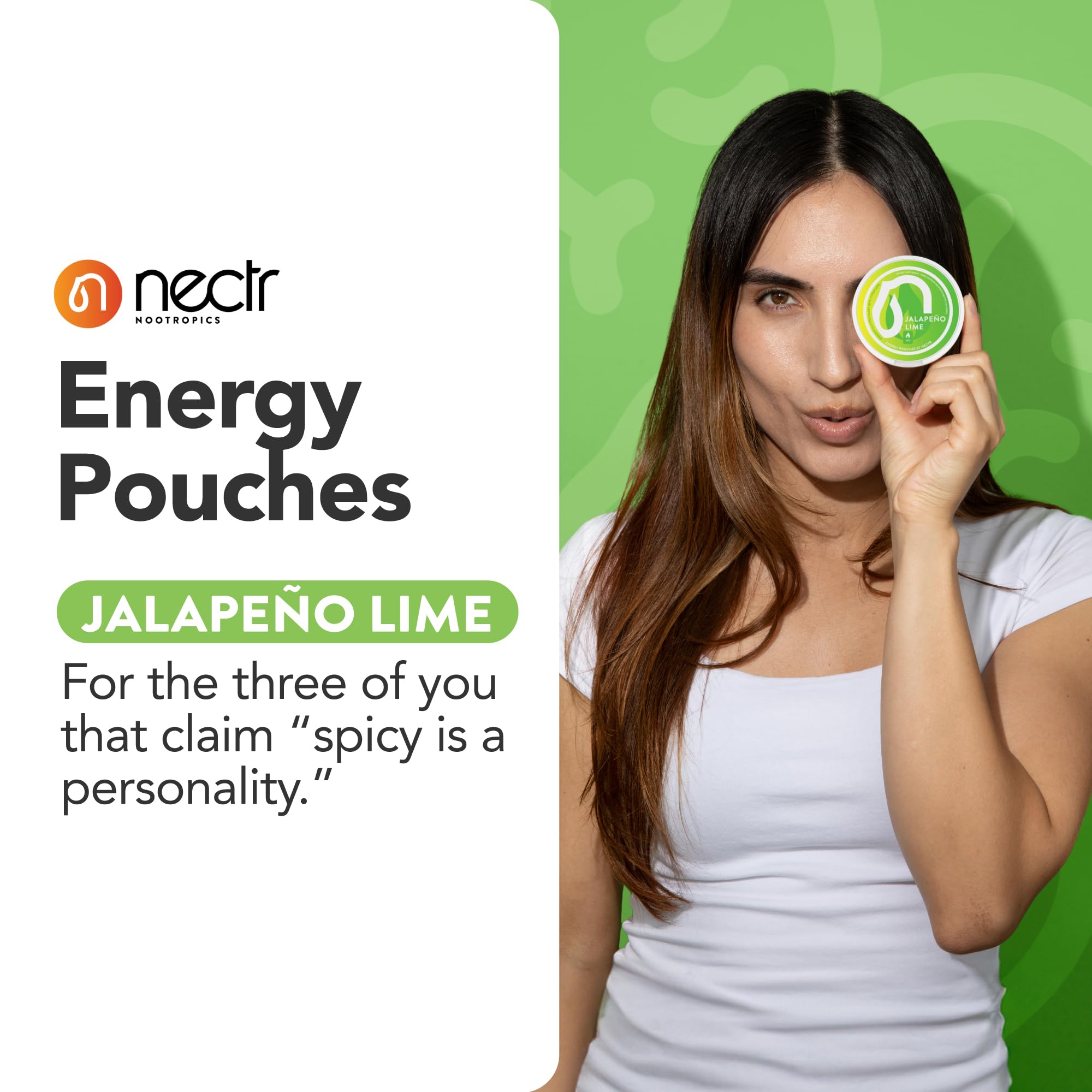 Nectr Energy empaque con cuatro bolsitas, fácil de llevar.