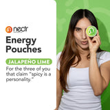 Nectr Energy empaque con cuatro bolsitas, fácil de llevar.
