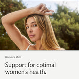 Needed multivitamínico para mujeres, imagen de ingredientes clave, soporte para huesos y salud general.