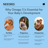 Needed Prenatal Omega-3, envase sostenible, opción vegana responsable.