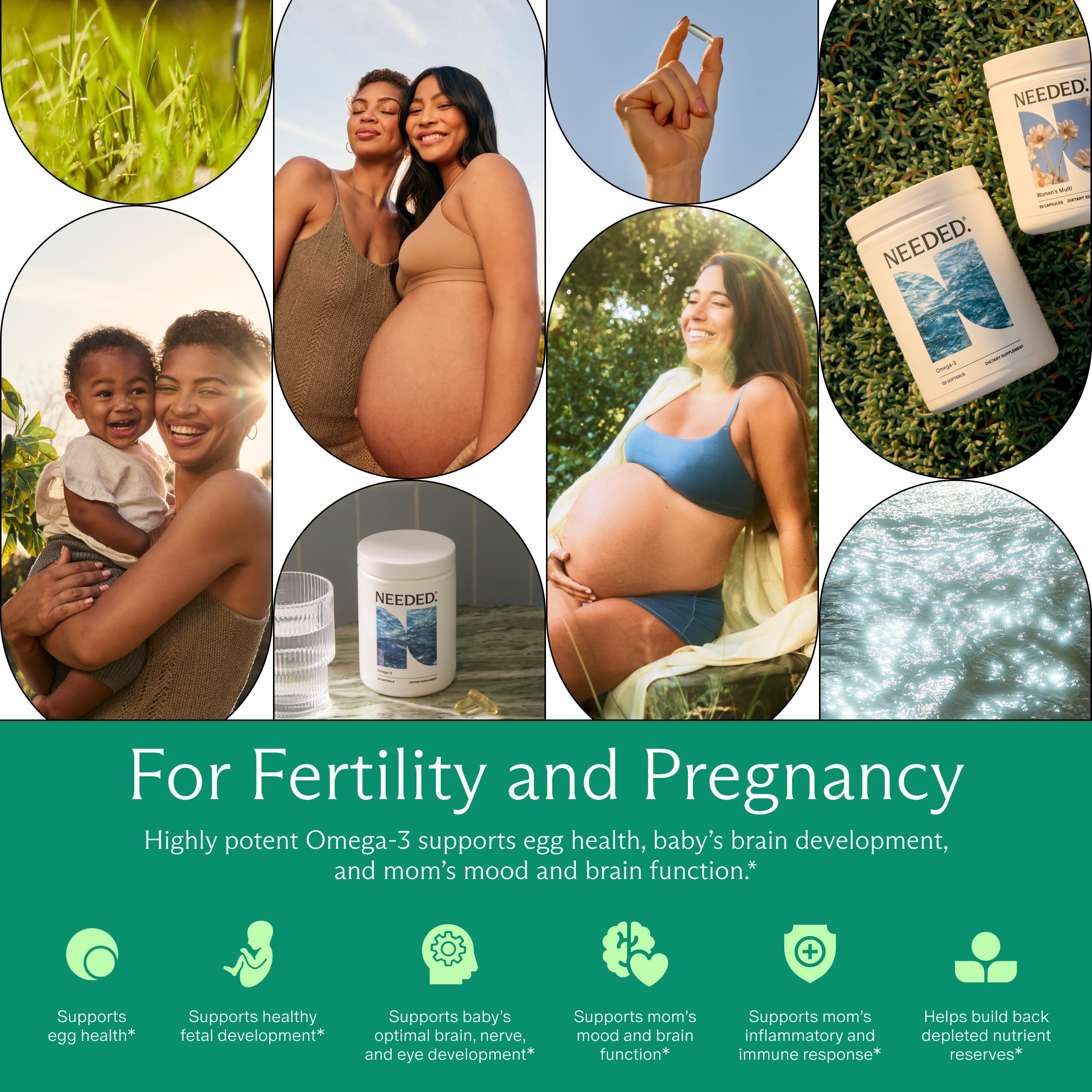 Needed Prenatal Omega-3: dosis de cuatro cápsulas para una ingesta diaria.