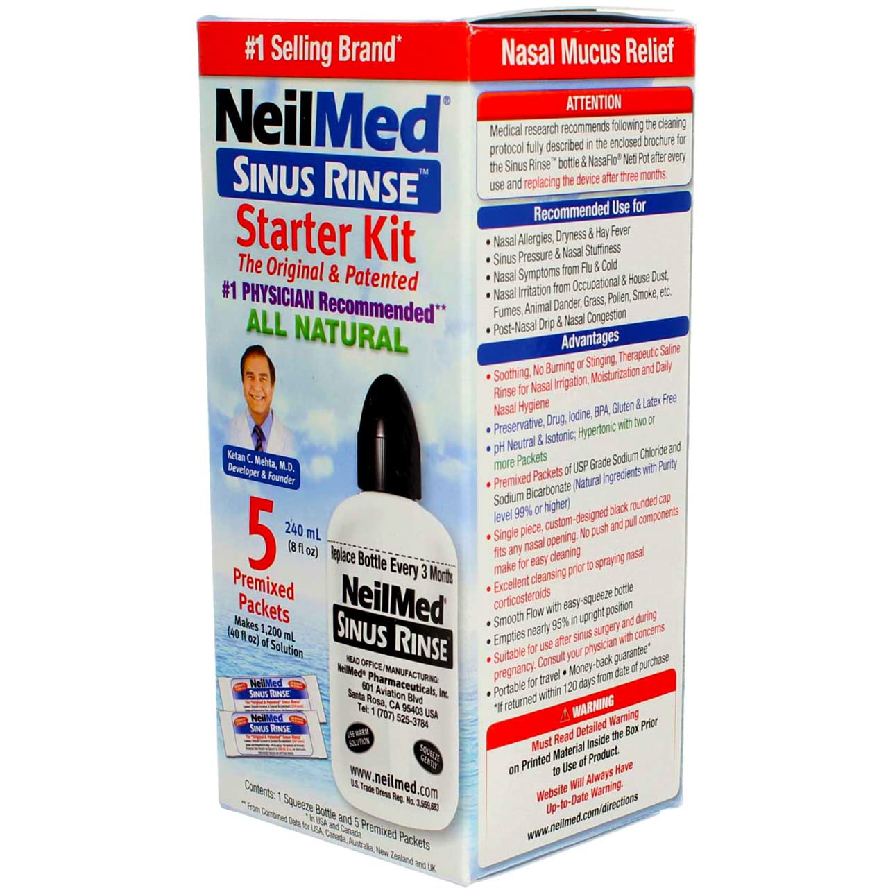 NeilMed kit inicio enjuague nasal guía de uso en casa