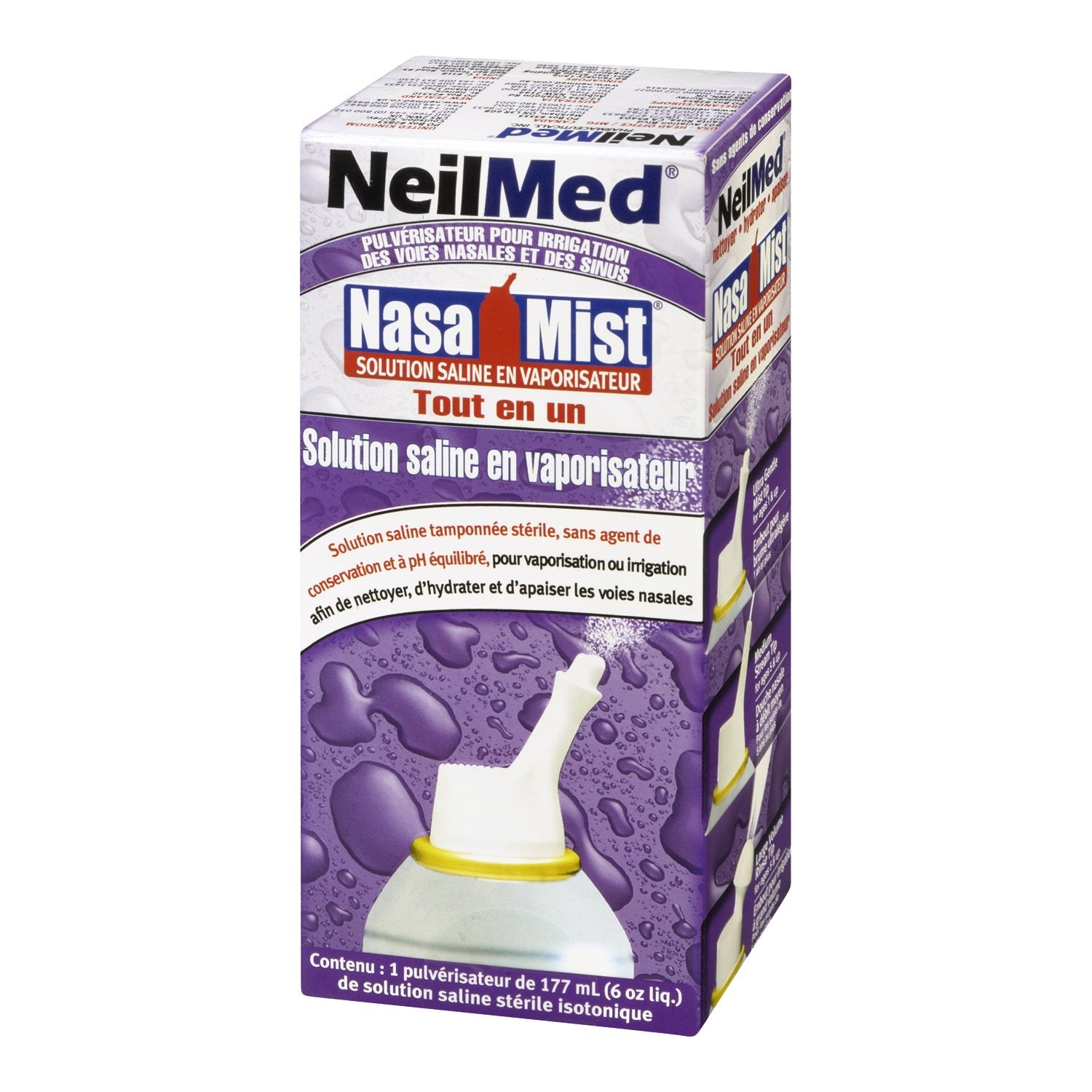 NeilMed NasaMist ayuda a hidratar las fosas nasales durante el día.