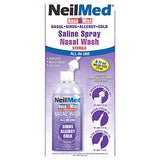 NeilMed NasaMist con tres boquillas para pulverización nasal suave y controlada.