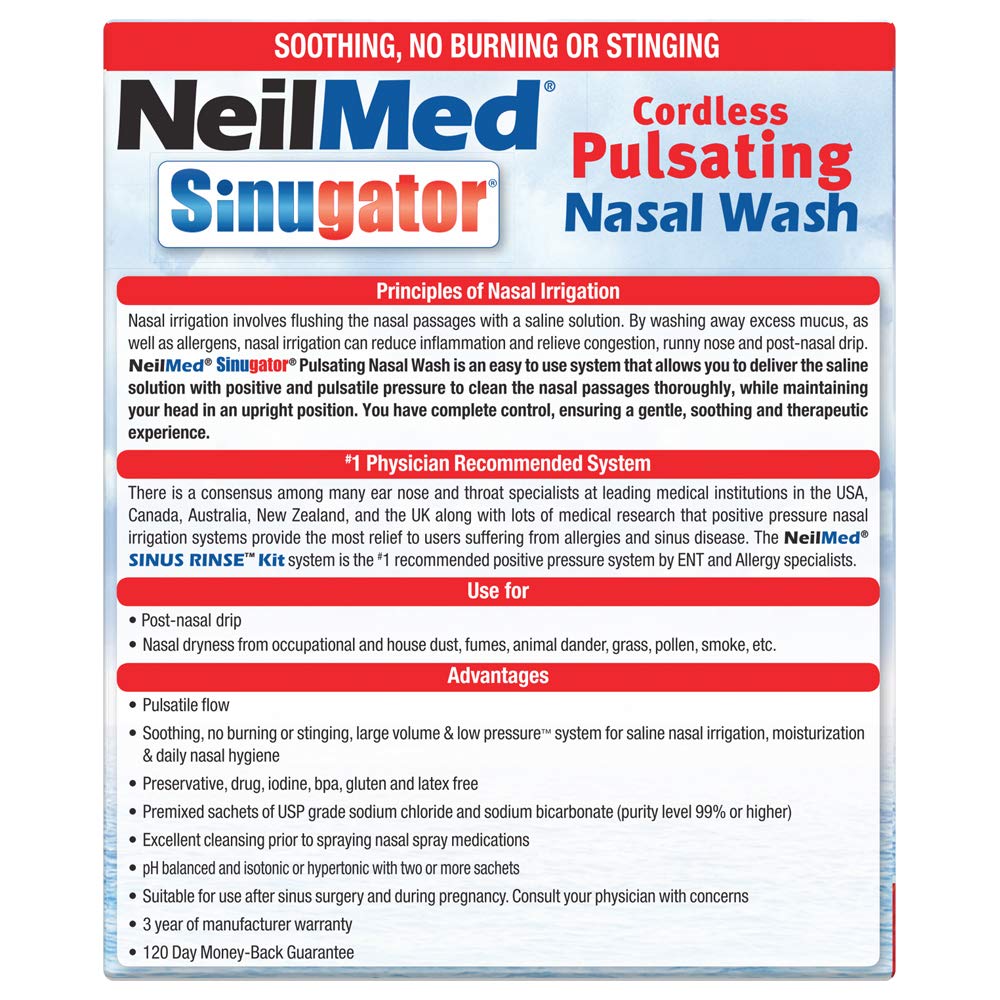 NeilMed Sinugator baterias-aa funciona con tres pilas AA