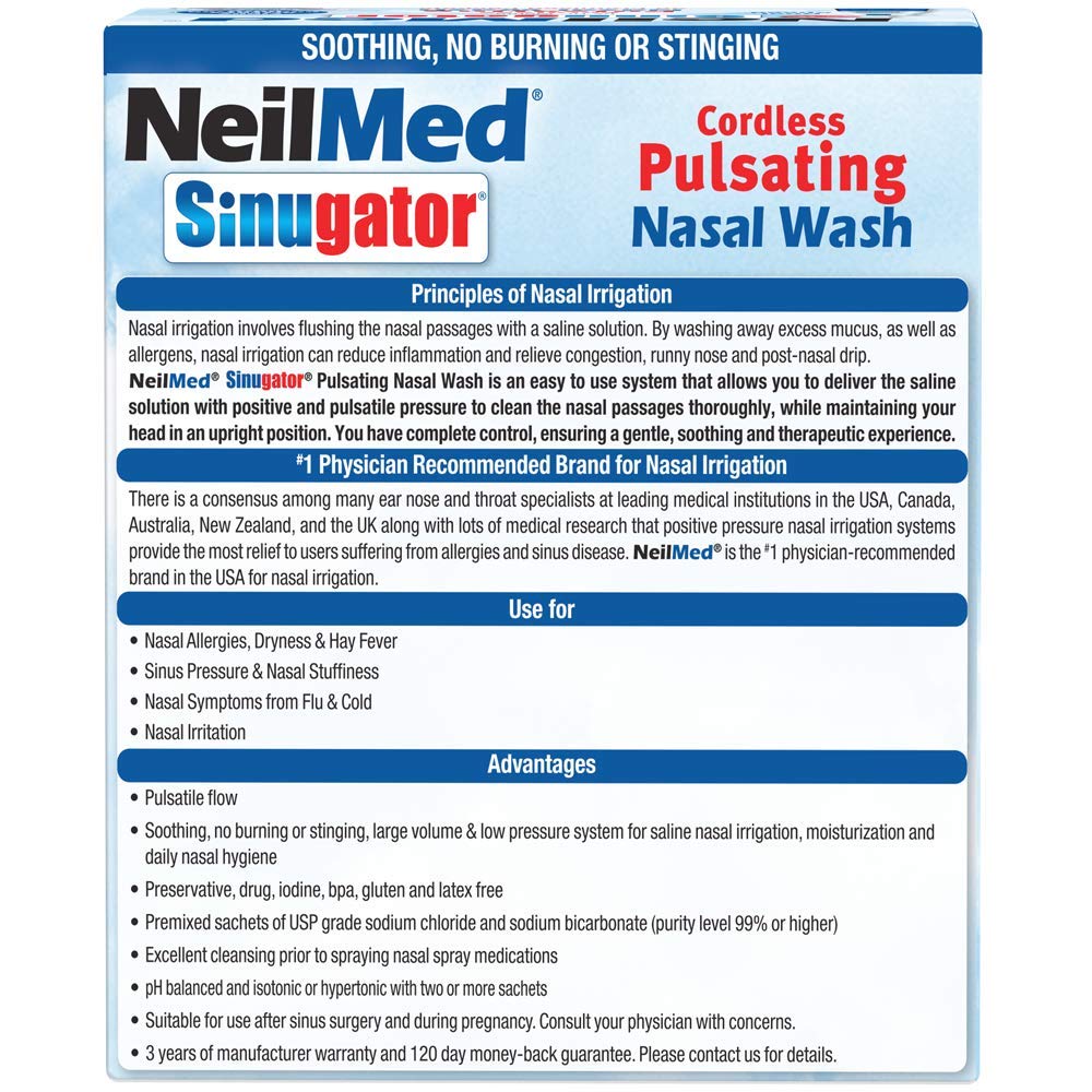 NeilMed Sinugator flujo pulsante visible para aliviar senos nasales