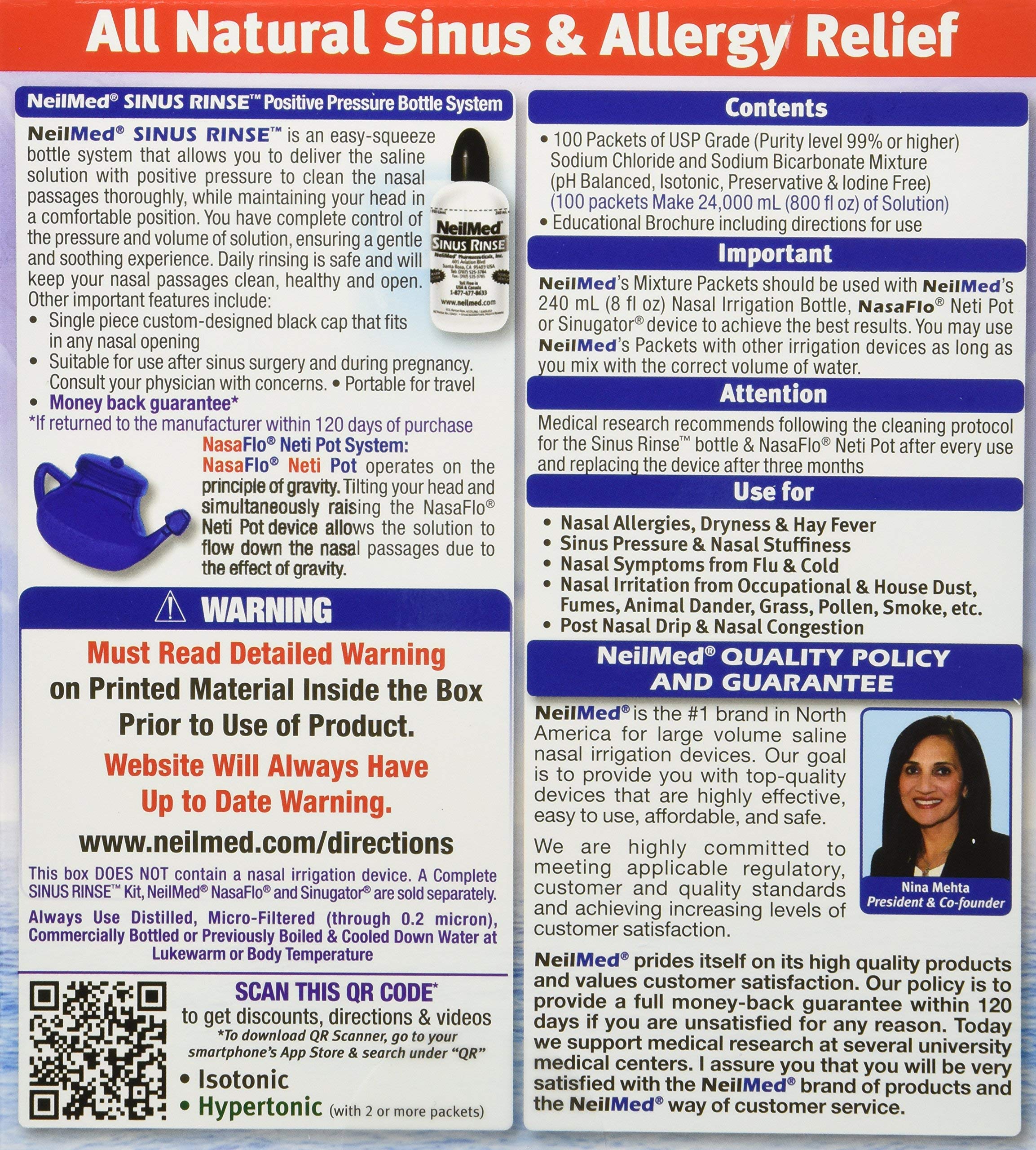 NeilMed enjuague nasal: botella de 240 ml lista para uso diario.